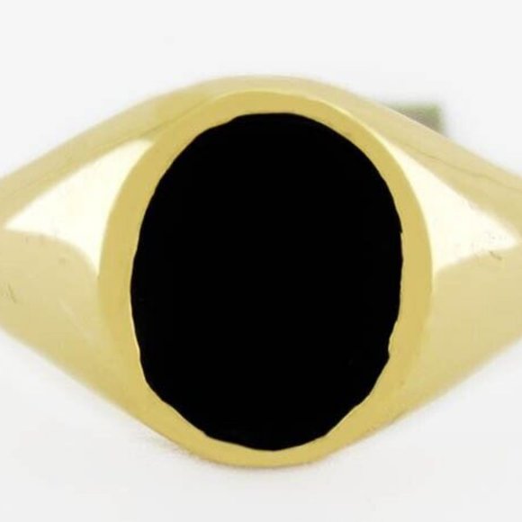 Genuine 2.15 Cts Black Onyx Ring 18k Yellow Gold - NWT